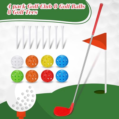 Oversize Head Golf Club Set 36 Inch with Practice Balls & Tees - Red, 4 Clubs