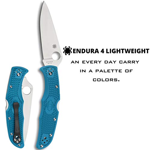 Spyderco Endura 4 Lightweight Folding Pocket Knife, PlainEdge, Blue