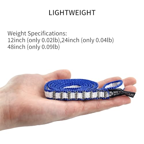 12-Inch Blue Dyneema Climbing Sling 10mm Runners, 22KN/4840LB, Pack of 3