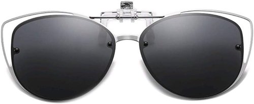 FEISEDY Polarized Cat Eye Clip-On Sunglasses - Rimless Flip-Up Design for Prescription Glasses | Stylish & Versatile
