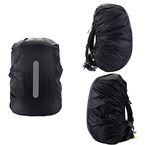 2 Pack Waterproof Backpack Rain Cover with Reflective Strips - Black + Army Green, S (15L-25L)