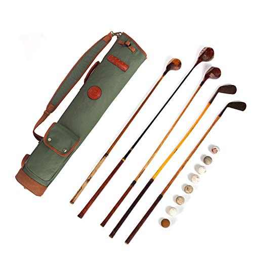 TOURBON Lightweight Canvas Golf Club Carry Bag - Green, Compact & Easy to Carry