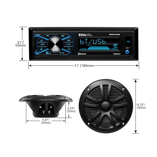 BOSS Audio Systems MCBK634B.6 Marine Boat Stereo & 6.5-Inch Speaker Pair