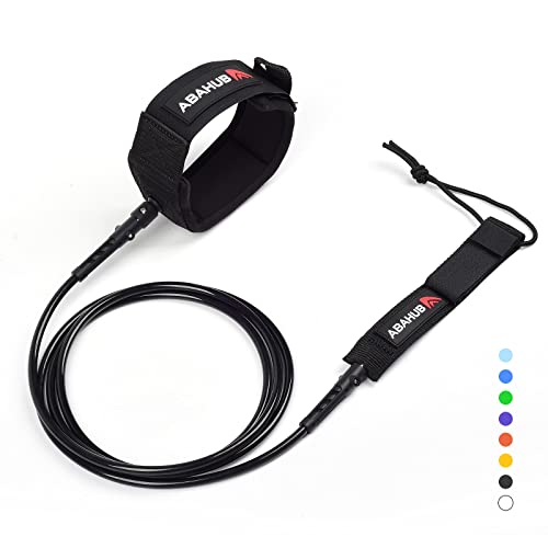 Abahub 10ft Surfboard Leash with Black Straight Legrope & 7mm Cord