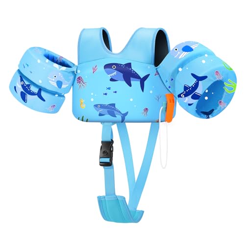 HeySplash Toddler Swim Vest - Adjustable Water Safety Jacket for Kids 13-33 lbs - Shark Design