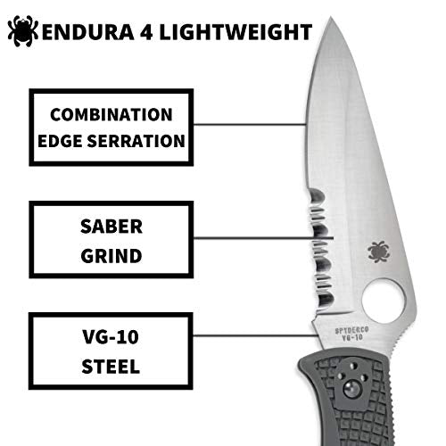 Spyderco Endura 4 Foliage Green Handle Folding Knife 3.8" VG-10 Blade, CombinationEdge