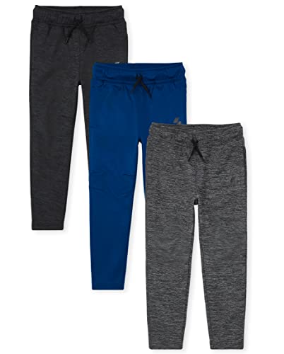 Kids Athletic Performance Pants - Medium Black Blue Heather Gray 3-Pack