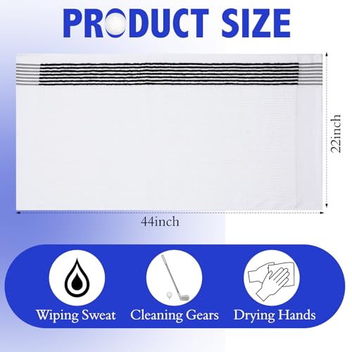 Golf Towel 22x44 Inches Cotton Caddy Towels - Blue, White, 2 Pack