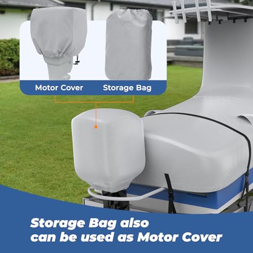 RVMasking Gray T-Top Boat Cover 20-22 ft, 1200D Reinforced Waterproof Marine