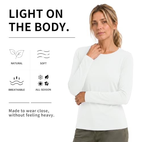 Women's XX-Large Merino Wool Long Sleeve Shirt - All-Season Base Layer, Breathable & Soft