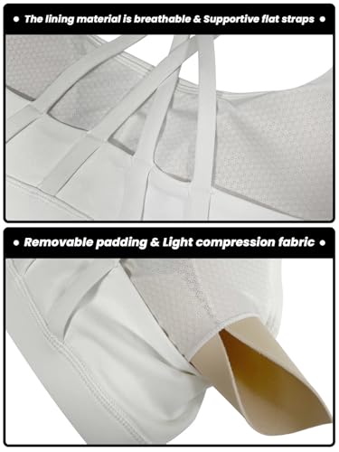X-Small White Strappy Sports Bra with Criss Cross Back & Padding - Omwilddo