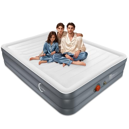 Gray & White LunaDream Eclipse Twin Air Mattress with USB Rechargeable Pump