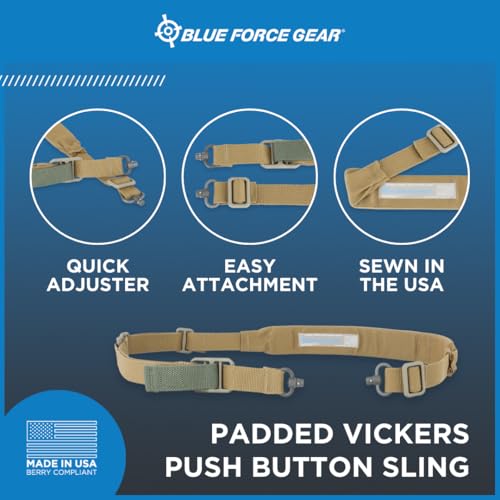 Coyote Brown Blue Force Gear Vickers Padded Sling with Swivels - Made in USA