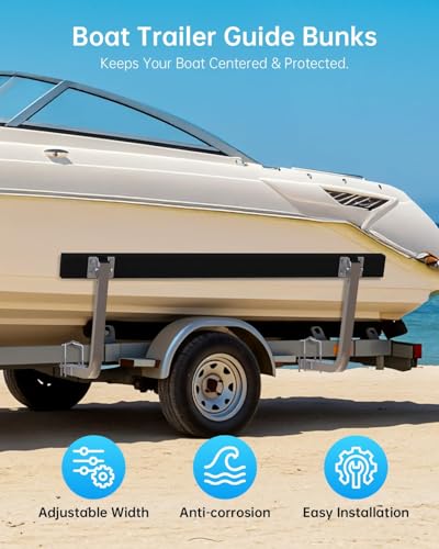 57" Adjustable Carpeted Boat Trailer Side Guide Bunks - Heavy Duty, Galvanized Steel, 2PCS