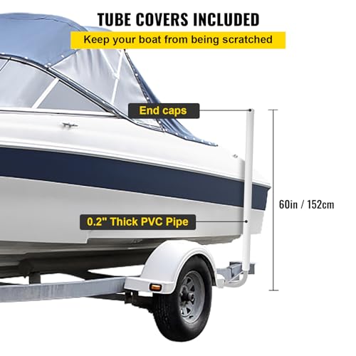 60-Inch Adjustable Boat Trailer Guide Poles with PVC Covers & L Shaped Stiffeners - Rustproof Steel, for Ski & Fishing Boats