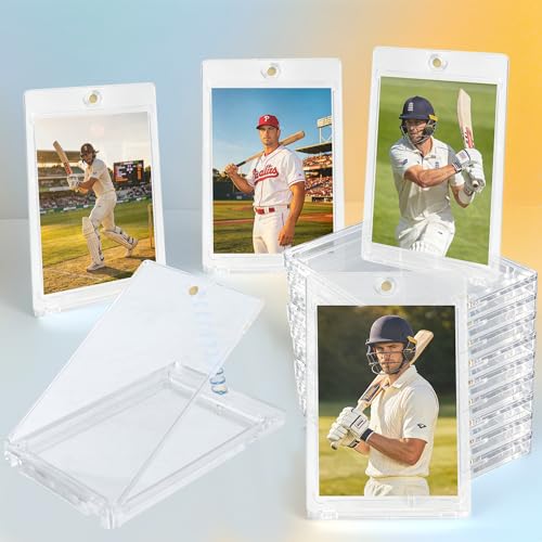18 Pack Magnetic Card Holders for Trading Cards - UV-Resistant Hard Plastic, Secure One-Touch Closure