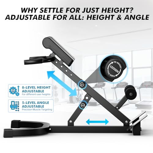 Adjustable Hyper Back Extension Roman Chair with Red & Black Pad – Full Body Workout Bench, Foldable, 440LBS Capacity