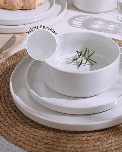 Famiware Nebula Dinnerware Set for 4 - White 12-Piece Dinner Plates, Salad Plates & Bowls