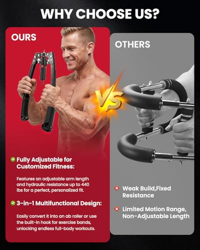 Black SAKER Twister Arm Trainer with Adjustable Hydraulic Resistance and Ab Roller