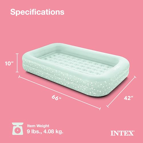 Kids Travel Air Mattress Set Grey 2-Pack with Pump & Bed Frame