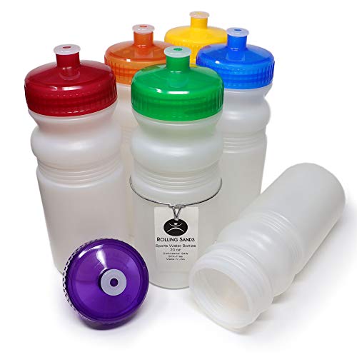 USA Made Clear Frost & Rainbow Sports Water Bottles 20 oz - 6 Pack