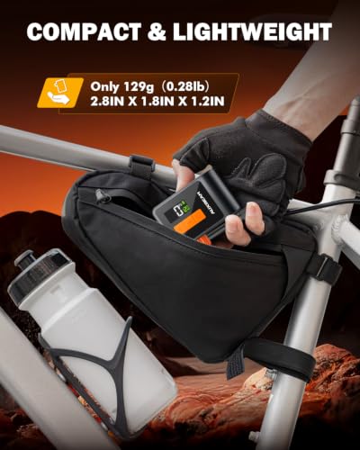 Auxbeam Amber Tiny Electric Bike Pump with Gauge - Portable 120PSI Bicycle Inflation for Road, Mountain & E-Bikes