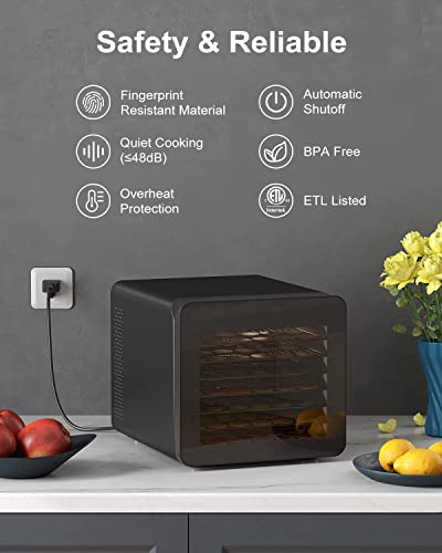 Food Dehydrator Machine with 7 Stainless Steel Trays, Adjustable Timer & Temperature