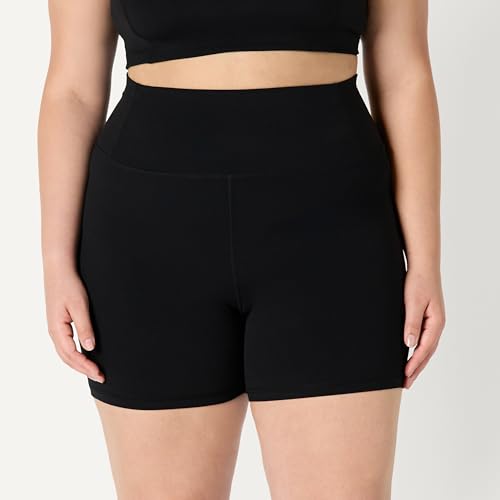Women's Active FormFlex 7-Inch High Waist Yoga Biker Shorts - Black, Large, 5-Inch Inseam