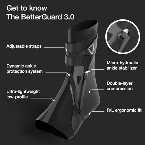 Ankle Brace Support - Right, Black, Medium, Ultra-Light Compression for Sports Recovery