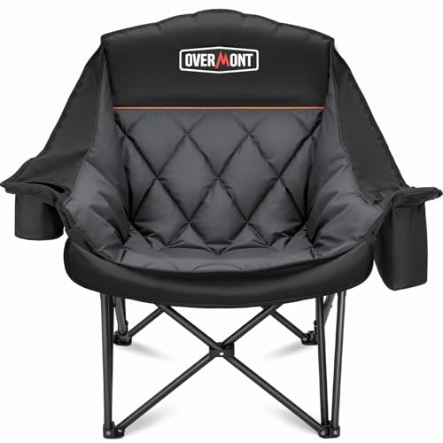 Overmont Oversized XL Camping Chair Black 500 lb Support Heavy Duty Adults