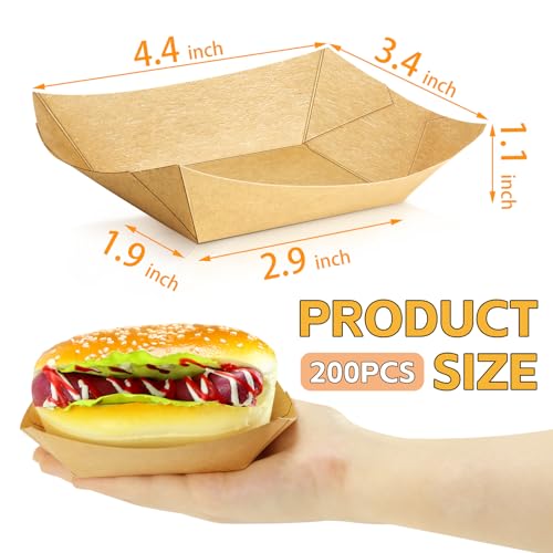 200 Pack Mini Kraft Food Boats - 1/4 lb Nacho & Snack Trays Bulk