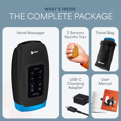 LifePro Legra Hand Massager with Heat & Compression - Cordless, Black, Extended Model