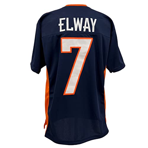 Unisex John Elway Denver Blue Jersey XX-Large - Custom Sewn Stitched Sports Fan Apparel