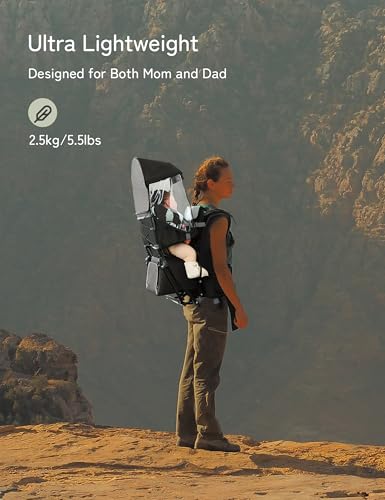 Besrey Toddler Hiking Backpack Carrier with Sunshade - Black Adjustable Padded Straps
