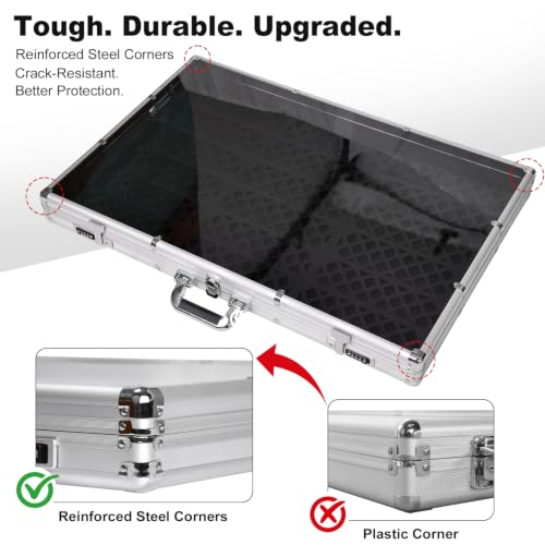Silver 34x22 Inch Aluminum Trade Show Display Case with Card Risers & Lock