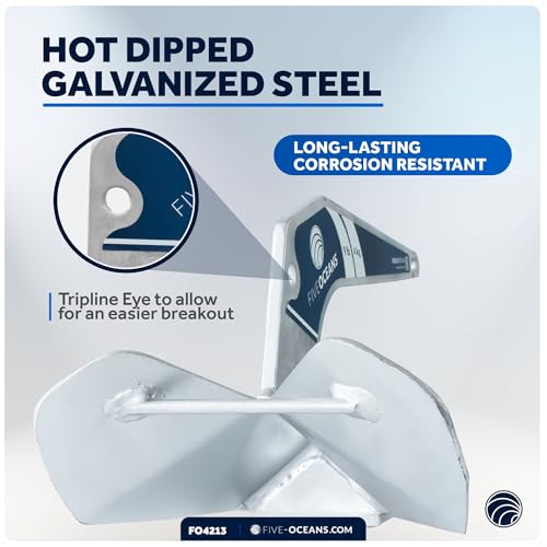 Galvanized Steel Delta Boat Anchor 9 Lb for Up to 27 Ft Boats - Five Oceans