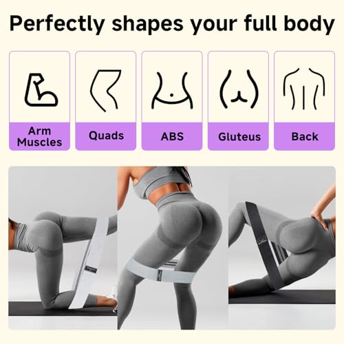 Resistance Bands for Workout, Fabric Loop Bands for Glutes & Legs - Cream Grey Black01