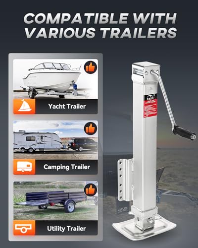 Heavy Duty Trailer Jack 8000 lbs Capacity - Silver, 28.6 Inch Vertical Travel
