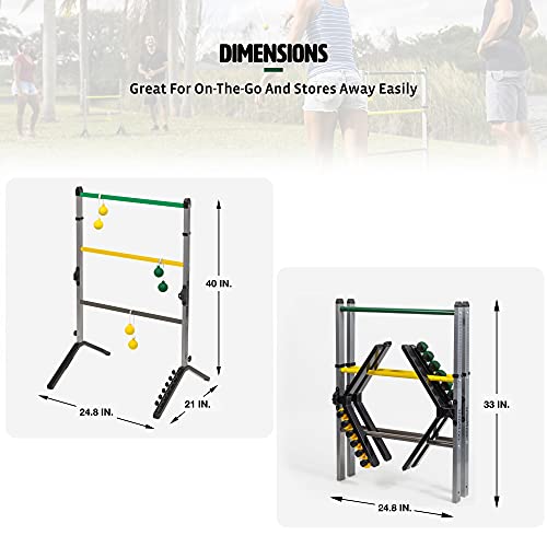 EastPoint Sports Gater Ladderball Set with Steel Ladders & Bolos - Outdoor Yard Game Grey/Yellow