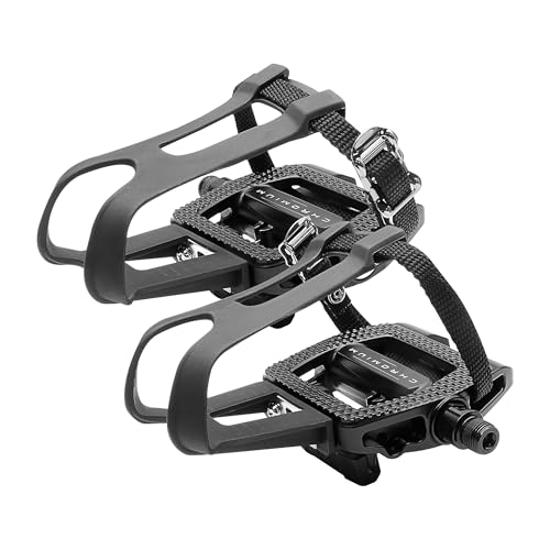 BV Bike Pedals Full Set - Delta & Shimano SPD Compatible 9/16" Toe Cage Exercise Bike Pedals for Peloton & Regular Shoes