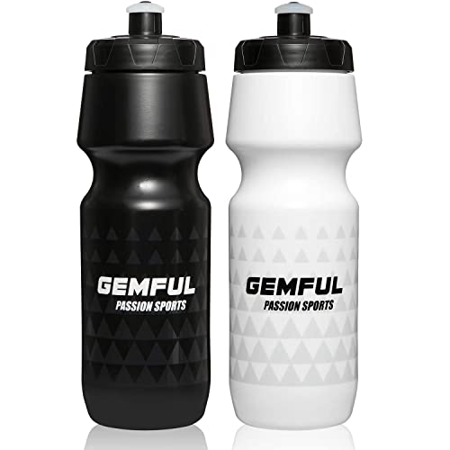 GEMFUL Water Bottle Biking 24oz BPA-Free 2 Pack - Black & White