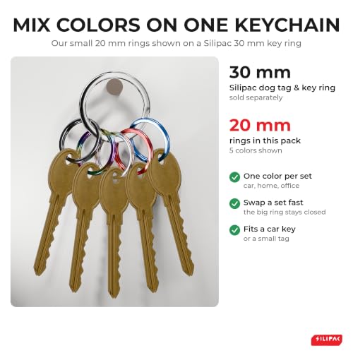 Blue 0.8 in Heavy Duty Small Key Rings Bulk 12 pcs – Split Keychain Rings for Crafts, Pet Collar & Keys