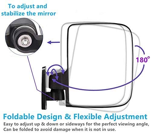 Golf Cart Mirror, HKOO Universal Folding Side Mirror and 4 Panel Rear View Mirror fits Golf Carts EZGO, Club CAR