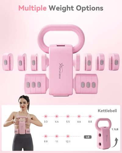 Pink 2-in-1 Adjustable Kettlebell Dumbbell Set for Women – Space Saving Workout Equipment