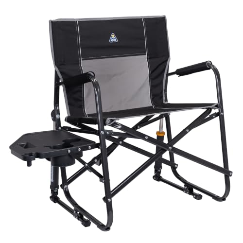 GCI Outdoor Freestyle Rocker XL with Side Table - Black Folding Rocking Chair
