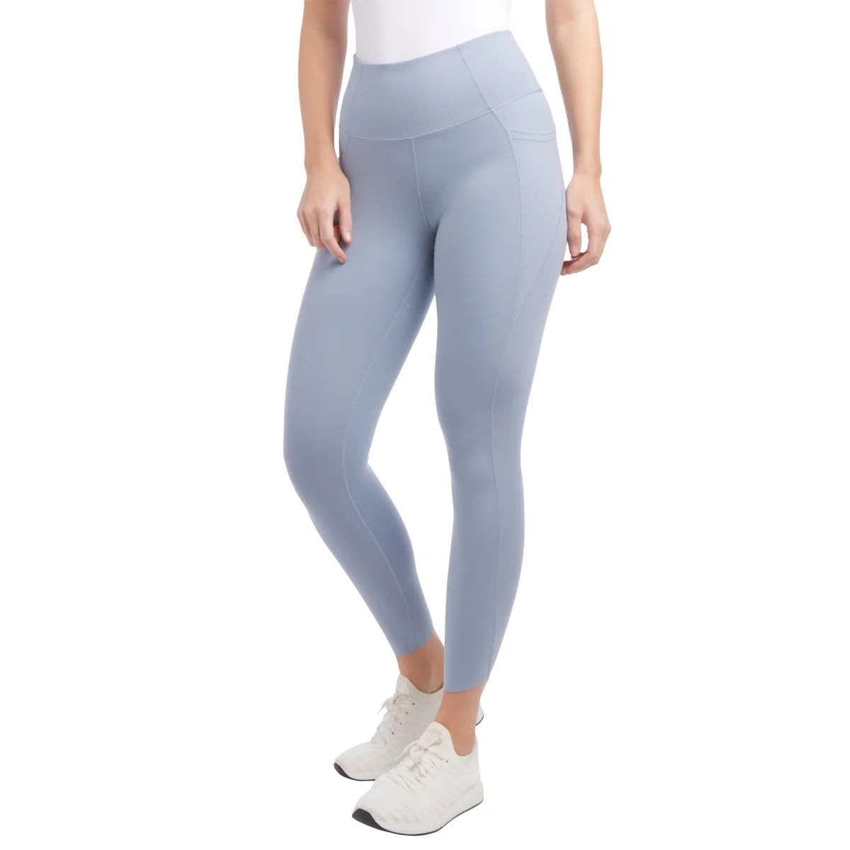 Danskin High-Rise Brushed Leggings, Side Pockets, Heavyweight (US, Alpha, Large, Regular, Regular, Nebula (Blue))