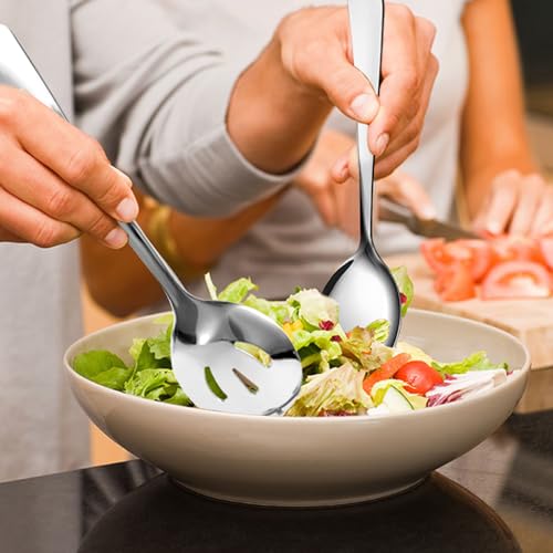 Silver 12-Piece Stainless Steel Serving Utensil Set with Tongs & Spoons
