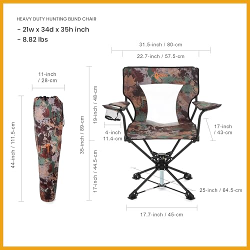 Camouflage 360° Swivel Hunting Chair - Heavy Duty Stealth Seat for Outdoors