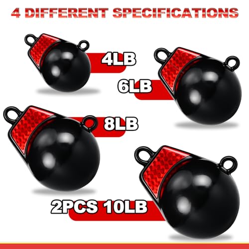 Hollowfly 10 lb Coated Downrigger Ball Weight with Internal Keel - Durable Marine Fishing Gear