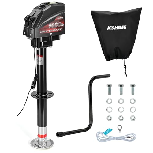 Electric Trailer Jack 9000 lbs A-Frame with Built-in Level & Wiring - Kohree